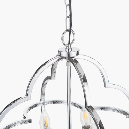 Pacific Lifestyle Amine Chrome Metal 4 Light Fleur De Lys Pendant