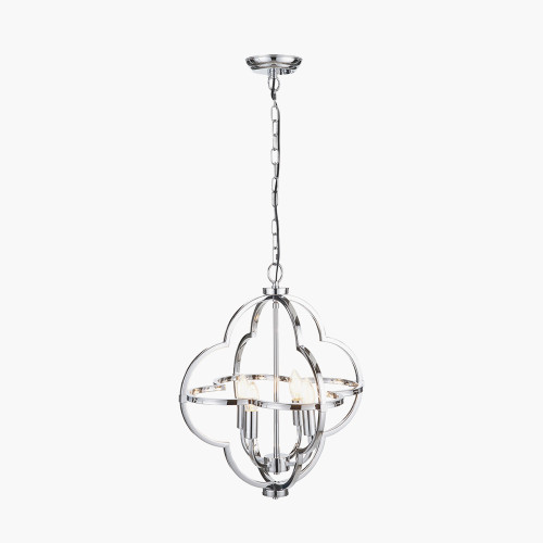 pacific lifestyle Amine Chrome Metal 4 Light Fleur De Lys Pendant