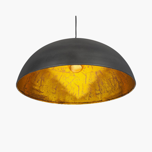 Pacific Lifestyle Anders Matt Black And Gold Leaf Metal Dome Pendant
