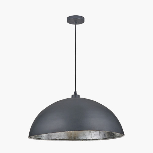 pacific lifestyle Anders Matt Black and Silver Leaf Metal Dome Pendant