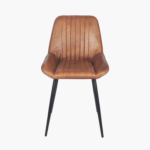 pacific lifestyle Angelo Vintage Brown Leather and Black Metal Retro Dining Chair