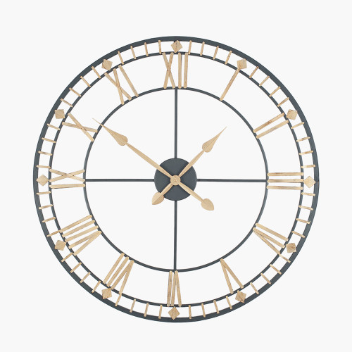 pacific lifestyle Antique Bronze and Gold Metal Round Wall Clock Large