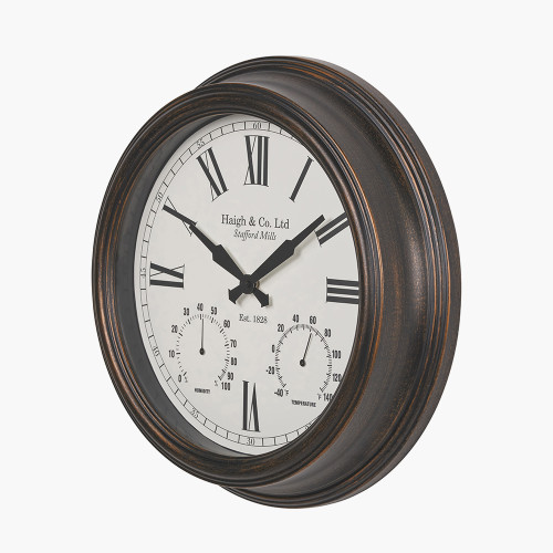Pacific Lifestyle Antique Bronze Effect Indoor Outdoor Wall Clock
