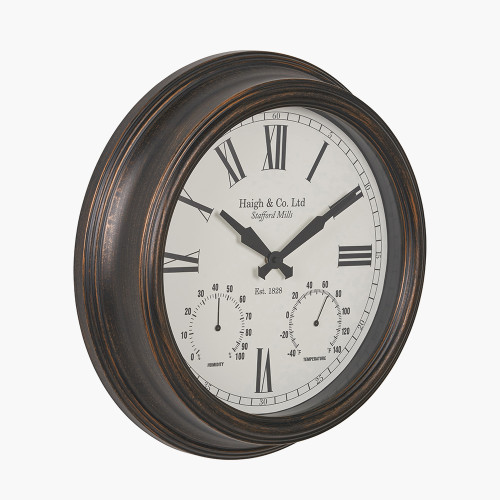 Pacific Lifestyle Antique Bronze Effect Indoor Outdoor Wall Clock