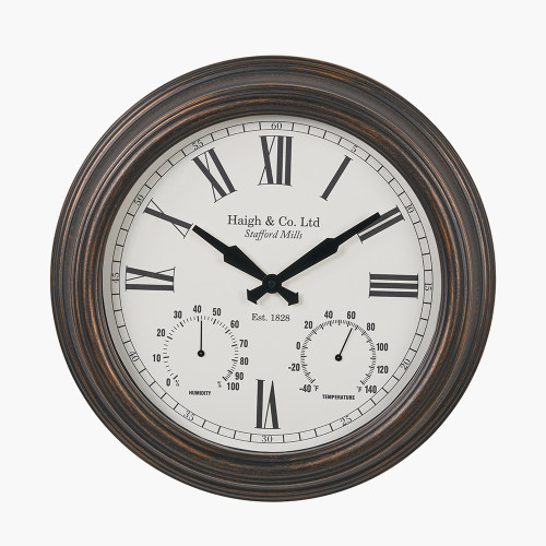 pacific lifestyle Antique Bronze Effect Indoor Outdoor Wall Clock