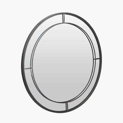 Pacific Lifestyle Antique Bronze Metal Round Wall Mirror Large