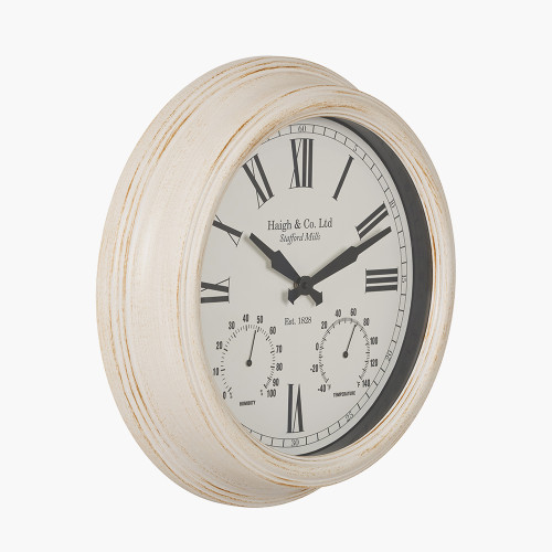 Pacific Lifestyle Antique Effect Gold Brushed Cream Indoor Outdoor Wall Clock