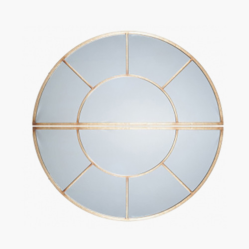 Pacific Lifestyle Antique Gold Metal 2 Half Moon Section Wall Mirror