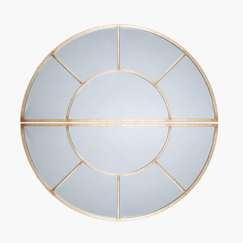 pacific lifestyle Antique Gold Metal 2 Half Moon Section Wall Mirror