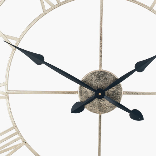 Pacific Lifestyle Antique Gold Metal Round Wall Clock Large