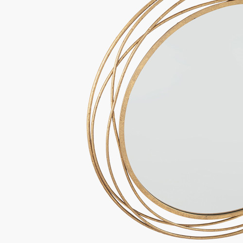 Pacific Lifestyle Antique Gold Metal Swirl Round Wall Mirror
