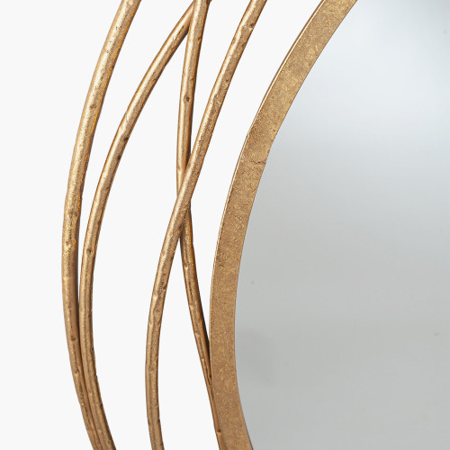 Pacific Lifestyle Antique Gold Metal Swirl Round Wall Mirror