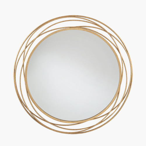 pacific lifestyle Antique Gold Metal Swirl Round Wall Mirror