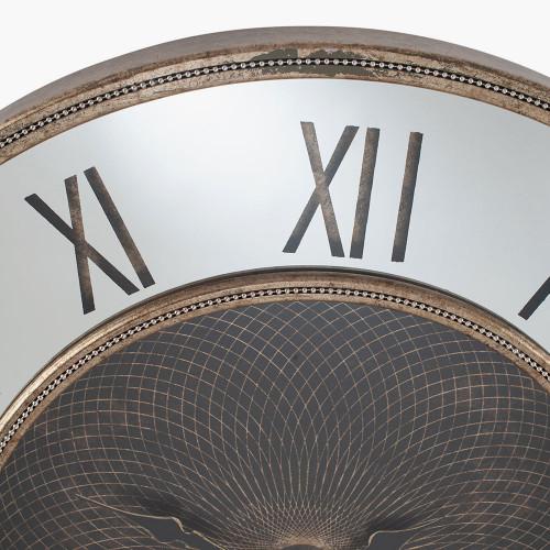 Pacific Lifestyle Antique Gold Wood And Geo Print Mirror Wall Clock
