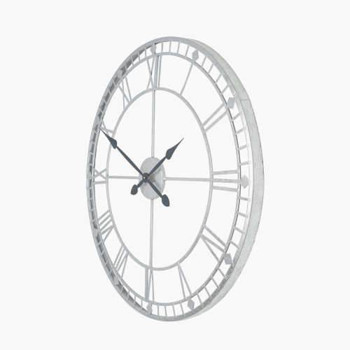 Pacific Lifestyle Antique Silver Metal Round Wall Clock Large