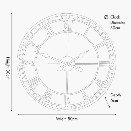 Pacific Lifestyle Antique Silver Metal Round Wall Clock Large