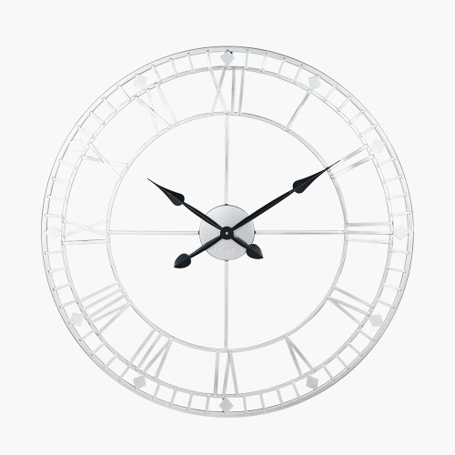 pacific lifestyle Antique Silver Metal Round Wall Clock Large