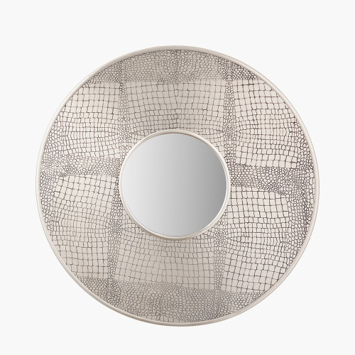 pacific lifestyle Antique Silver Metal Round Wall Mirror