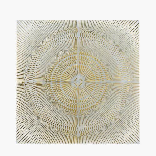 pacific lifestyle Antique White and Gold Textured Metal Wall Art