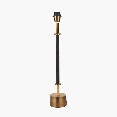 Pacific Lifestyle Antoine Black Croc And Antique Brass Tall Metal Table Lamp Base With Henry 35cm White Handloom Cylinder Lampshade