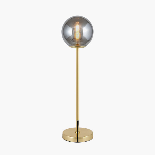 Pacific Lifestyle Arabella Smoked Glass Orb And Gold Metal Table Lamp