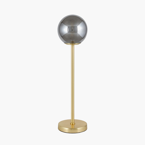 Pacific Lifestyle Arabella Smoked Glass Orb And Gold Metal Table Lamp