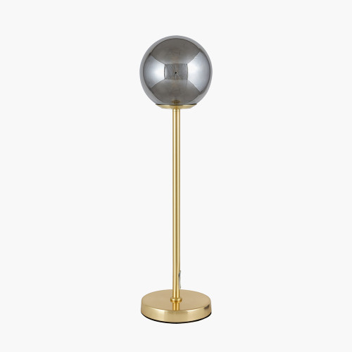 pacific lifestyle Arabella Smoked Glass Orb and Gold Metal Table Lamp