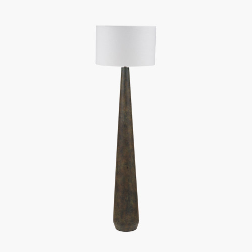 pacific lifestyle Arbor Verdi Gris Metal Conical Floor Lamp Base with Lino 45cm White Self Lined Linen Cylinder Lampshade