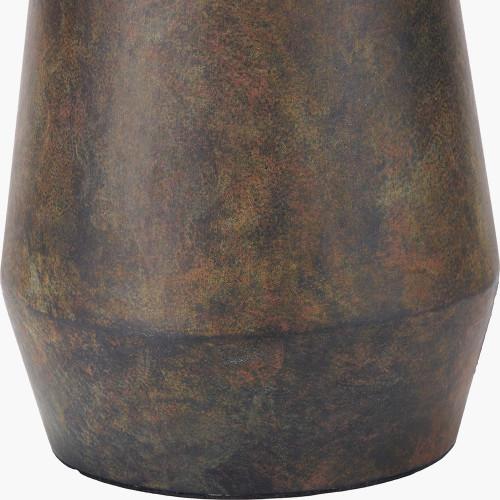 Pacific Lifestyle Arbor Verdi Gris Metal Conical Table Lamp Base With Lino 40cm White Self Lined Linen Cylinder Lampshade