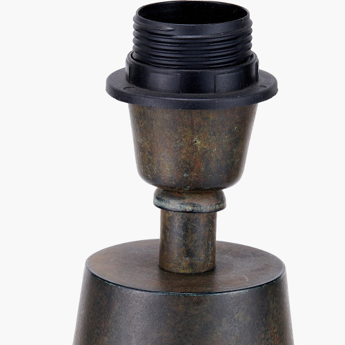 Pacific Lifestyle Arbor Verdi Gris Metal Conical Table Lamp Base With Lino 40cm White Self Lined Linen Cylinder Lampshade