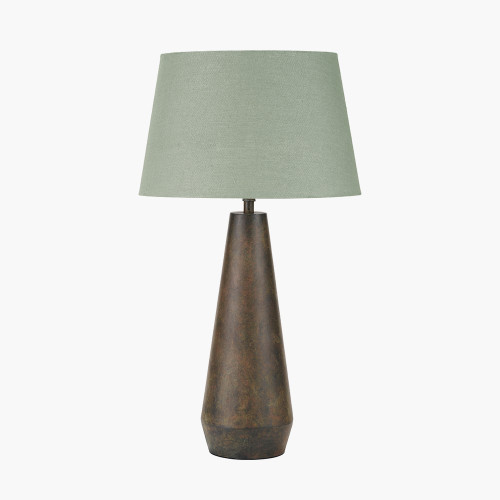 pacific lifestyle Arbor Verdi Gris Metal Conical Table Lamp Base with Milos 40cm Pistachio Green Linen Tapered Lampshade