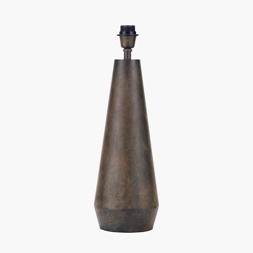 Pacific Lifestyle Arbor Verdi Gris Metal Conical Table Lamp Base With Milos 40cm Natural Linen Tapered Lampshade