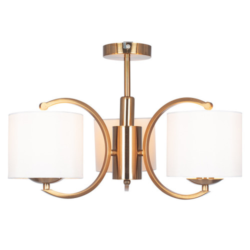 pacific lifestyle Arcadia Satin Brass Metal Curved 3 Arm Semi Flush Pendant