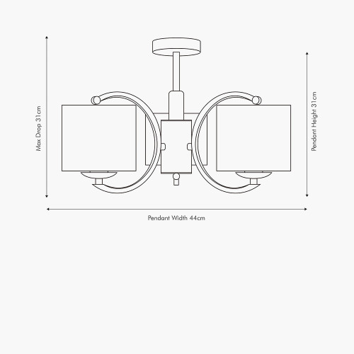 Pacific Lifestyle Arcadia Silver Metal Curved 3 Arm Semi Flush Pendant
