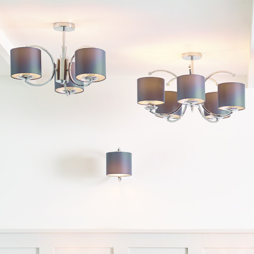 Pacific Lifestyle Arcadia Silver Metal Curved 5 Arm Semi Flush Pendant