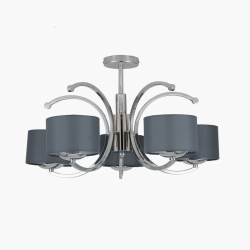 pacific lifestyle Arcadia Silver Metal Curved 5 Arm Semi Flush Pendant