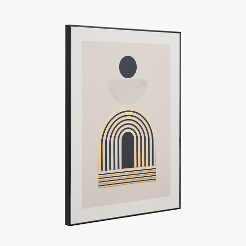 Pacific Lifestyle Art Deco Print With Linear Gold Detail And Black Frame