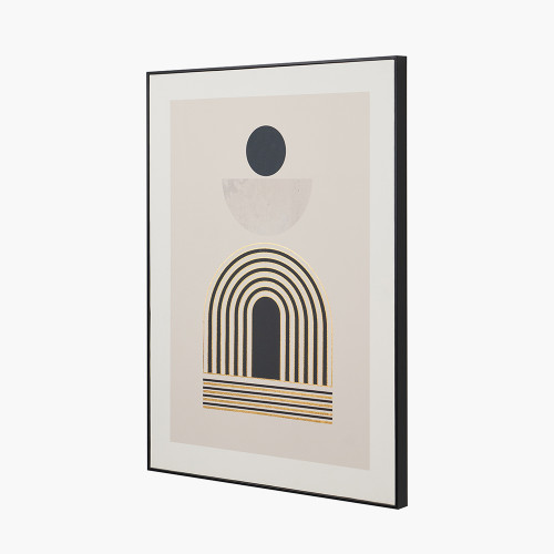 Pacific Lifestyle Art Deco Print With Linear Gold Detail And Black Frame