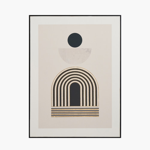 pacific lifestyle Art Deco Print with Linear Gold Detail and Black Frame