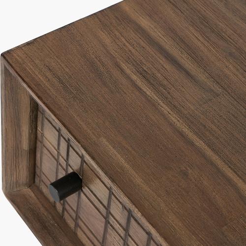 Pacific Lifestyle Arte Dark Brown Acacia Wood And Black Metal 2 Drawer Coffee Table