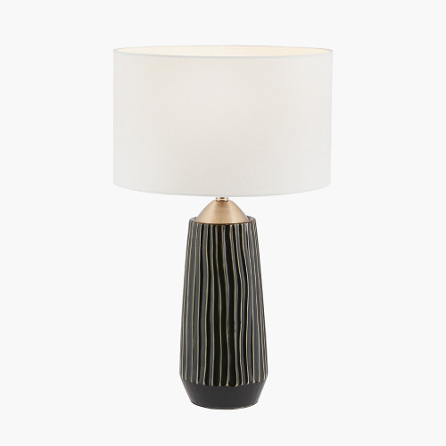 Pacific Lifestyle Artemis Black Textured Ceramic And Brushed Silver Tall Table Lamp