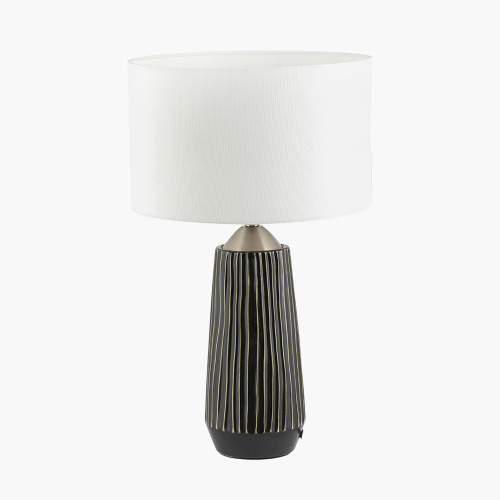 Pacific Lifestyle Artemis Black Textured Ceramic And Brushed Silver Tall Table Lamp
