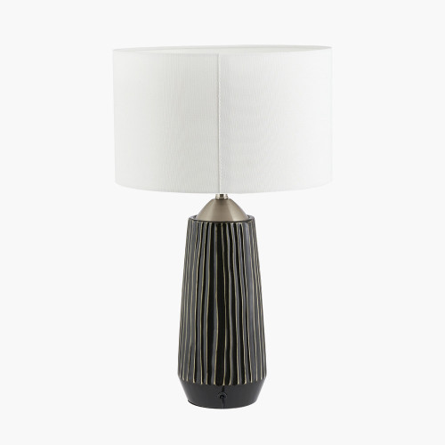 Pacific Lifestyle Artemis Black Textured Ceramic And Brushed Silver Tall Table Lamp