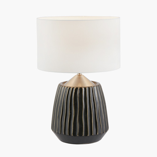 Pacific Lifestyle Artemis Black Textured Ceramic And Brushed Silver Table Lamp