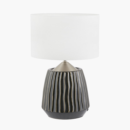 Pacific Lifestyle Artemis Black Textured Ceramic And Brushed Silver Table Lamp