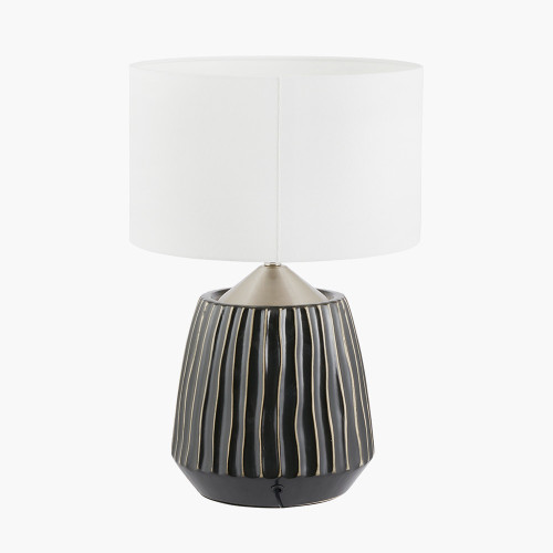 Pacific Lifestyle Artemis Black Textured Ceramic And Brushed Silver Table Lamp