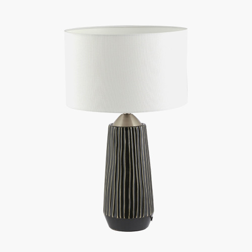 pacific lifestyle Artemis Black Textured Ceramic and Brushed Silver Tall Table Lamp