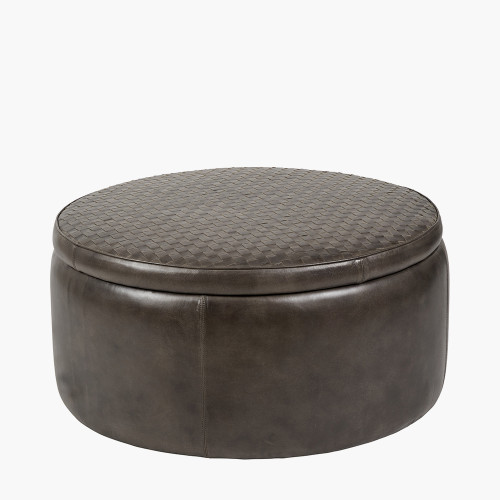 pacific lifestyle Arturo Peppercorn Leather Storage Pouffe