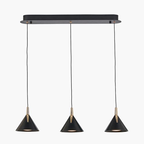 Pacific Lifestyle Astarion Matt Black And Gold 3 Drop LED Pendant