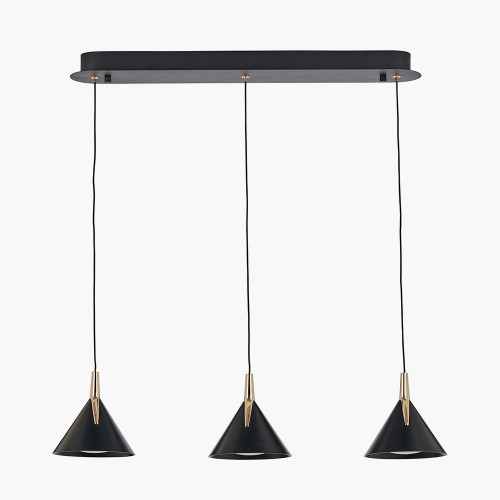 Pacific Lifestyle Astarion Matt Black And Gold 3 Drop LED Pendant